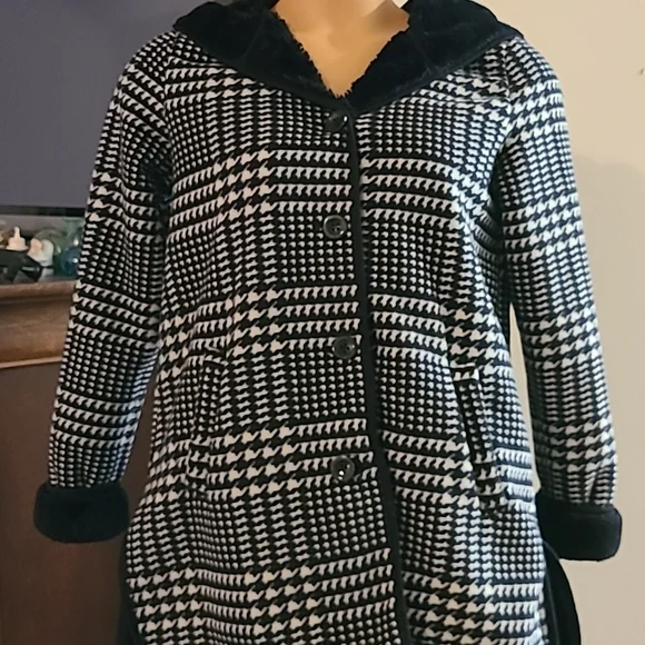 Ike behar coat blk and white hounds tooth size med - Picture 2 of 10